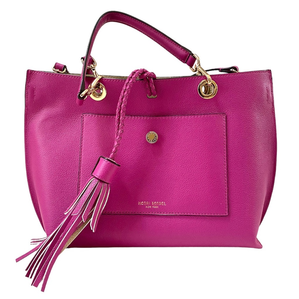 HENRI BENDEL WORTH AVENUE TOTE Pink Fuchsia Leather, New Without Tags NWOT